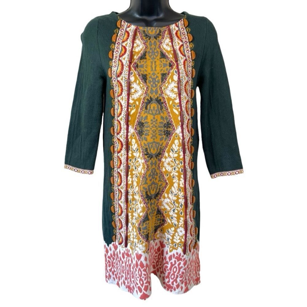 Anthropologie KNITTED & KNOTTED Lanka Sweaterdress with bead embroidery